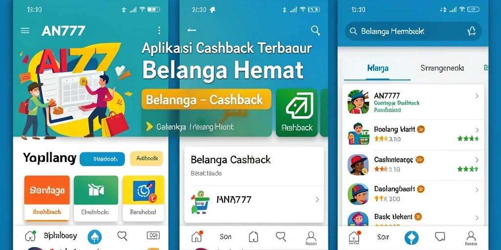 Tampilan antarmuka AN777 dengan fitur Cashback yang menarik.