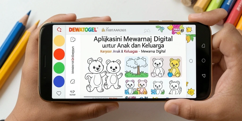 Tampilan antarmuka DEWATOGEL dengan fungsi Mewarnai Digital yang interaktif.