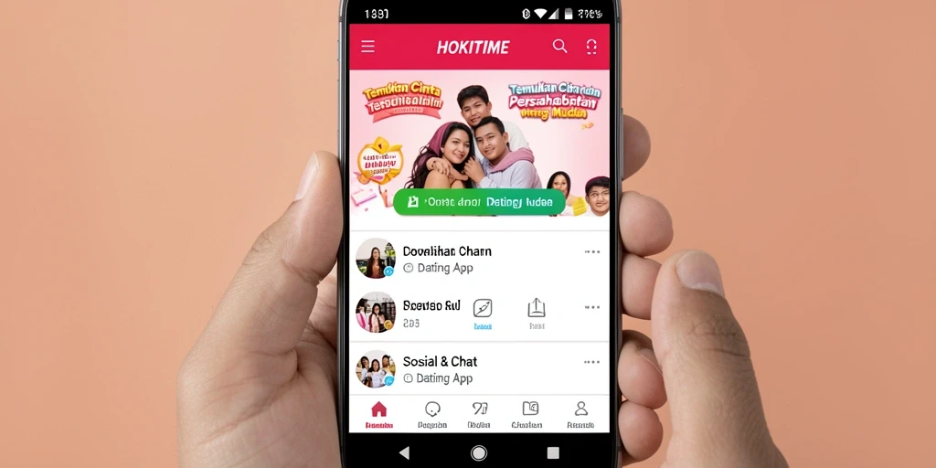 Antarmuka HOKITIME yang modern dan mudah digunakan untuk mencari pasangan.