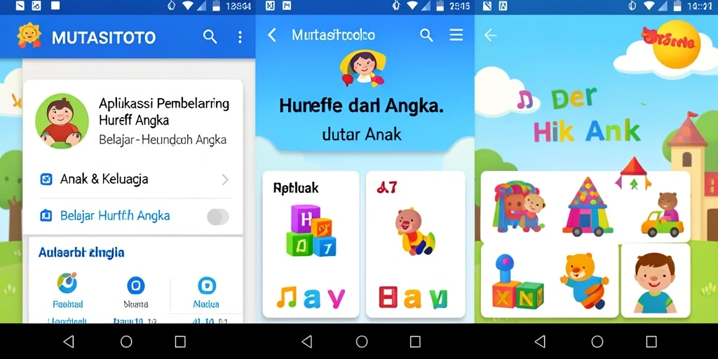 Antarmuka menarik MUTASITOTO saat belajar huruf dan angka.
