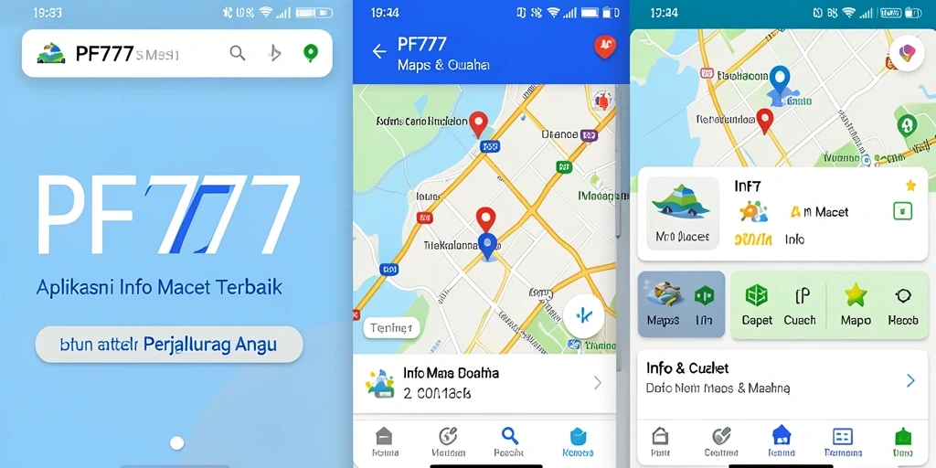 Tampilan antarmuka aplikasi PF777 dengan informasi kemacetan terkini.